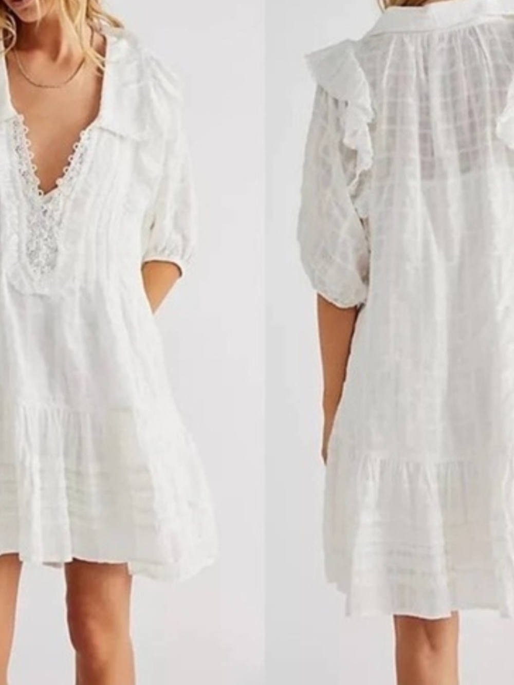 Free People White Textured Mini Dress - Picture 2 of 12